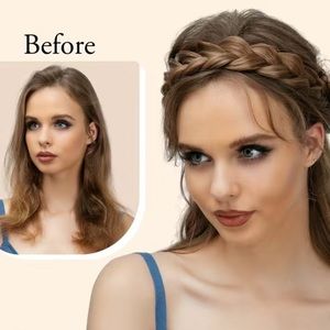 JET BLACK BOHO BRAIDED TWO Strand HEADBAND NEW